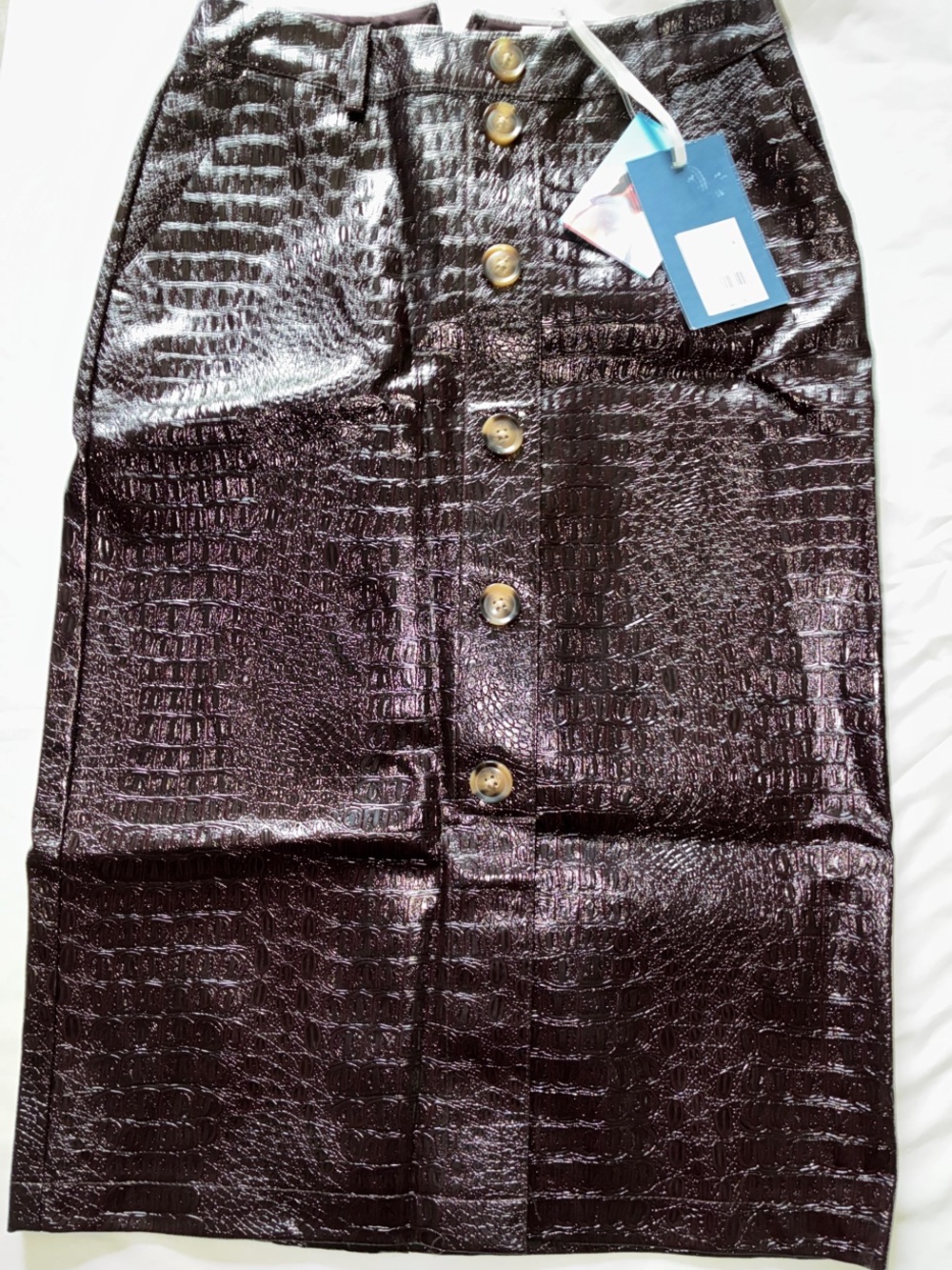 Target Rachel Comey Faux Croc Button-Front Pencil Skirt - Dark Brown